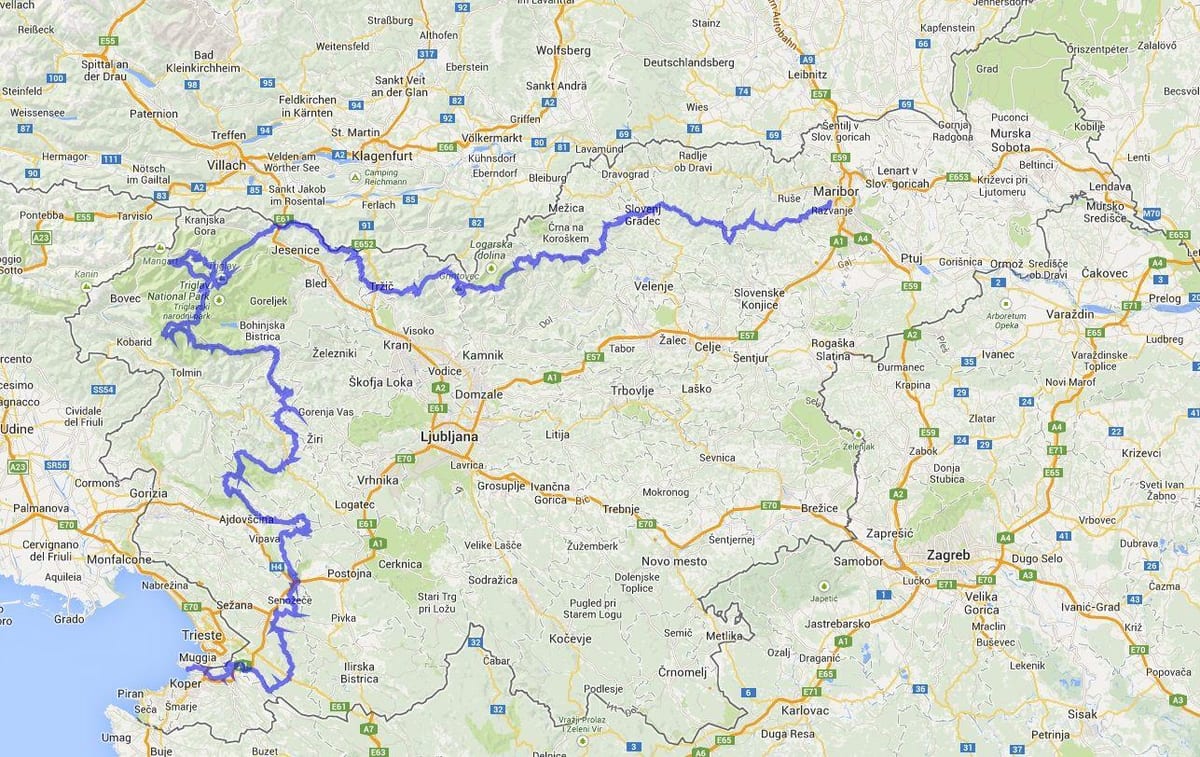Mapa słoweńskiej górskiej ścieżce