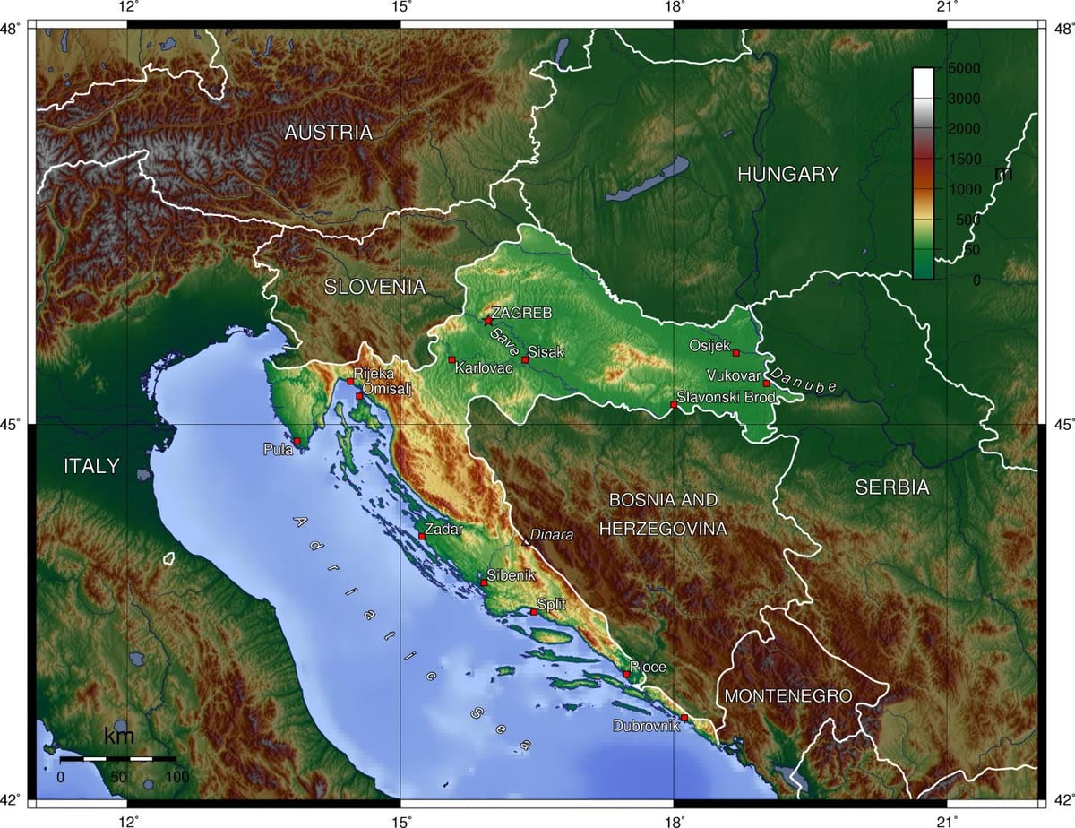 Topograficzna mapa Słowenii