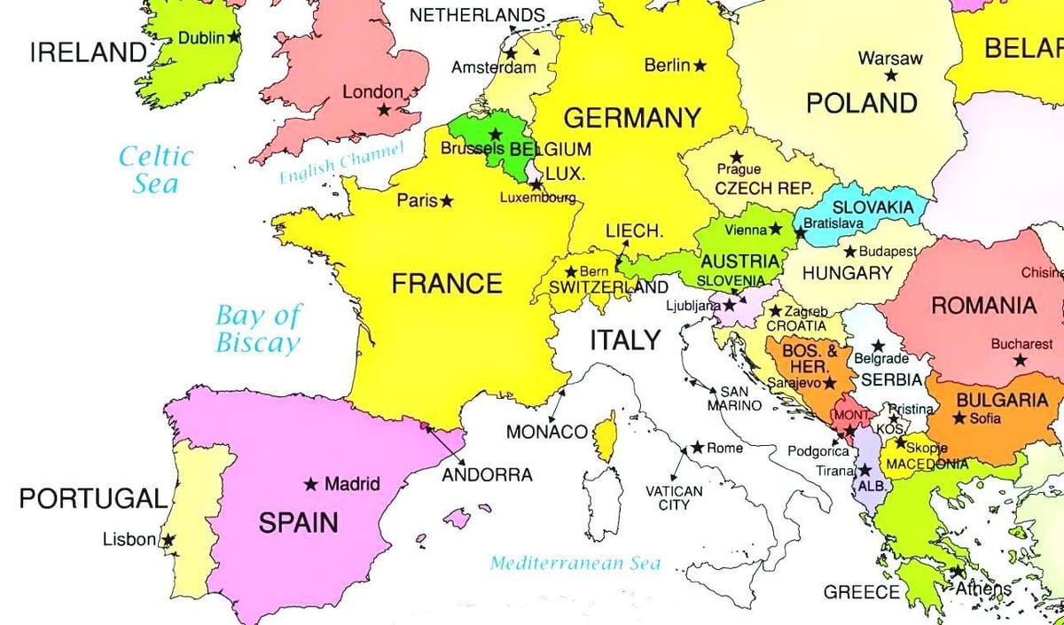 na mapie Europy Słowenia