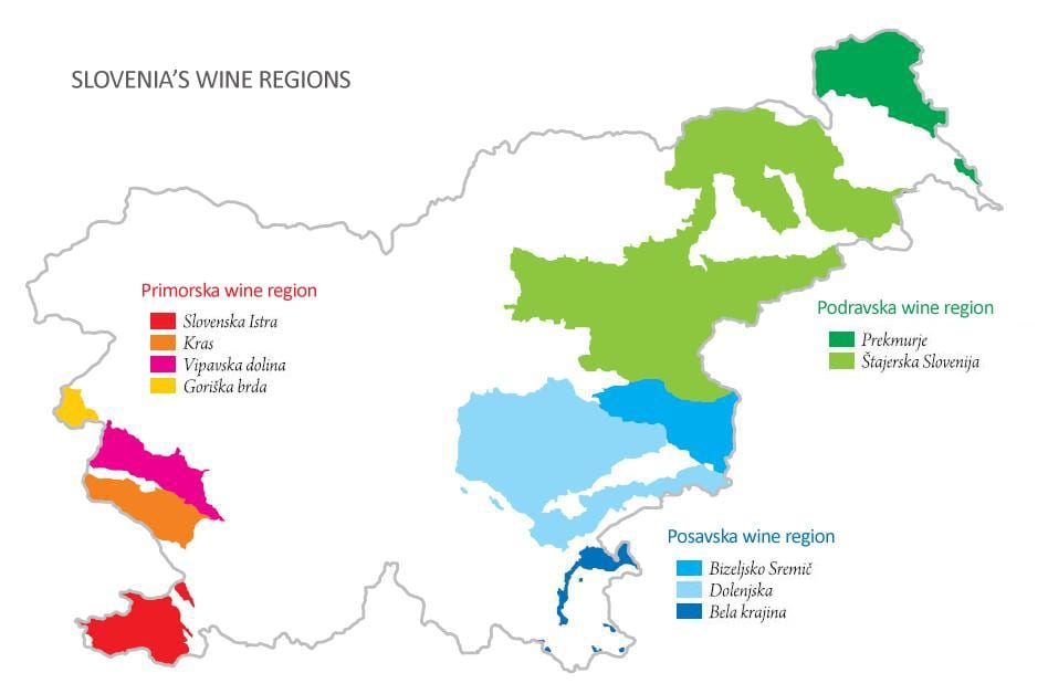 Mapa Słowenii wino