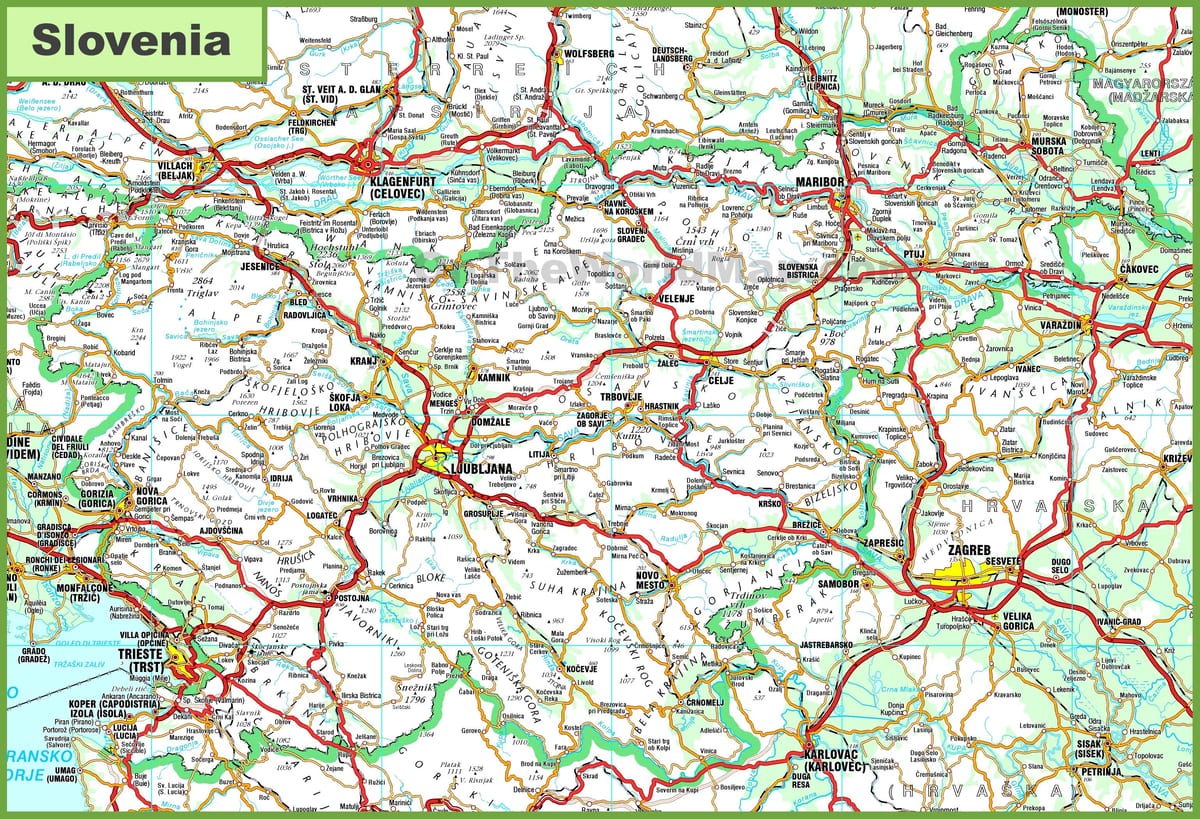 Mapa szczegółowa Słowenii