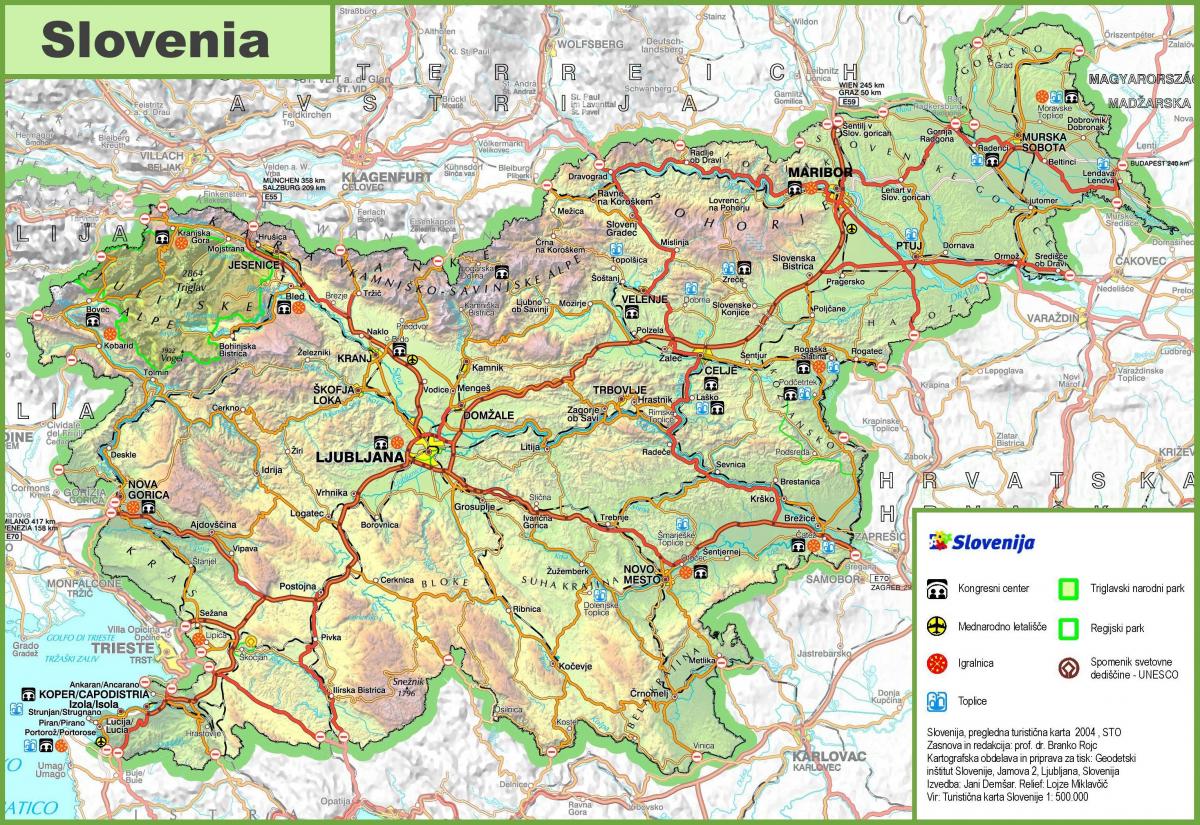 Mapa Słowenii drodze