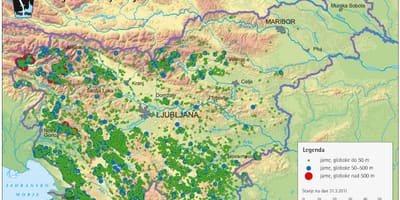 Mapa jaskiń w Słowenii