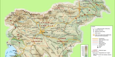 Mapa Słowenii fizycznej