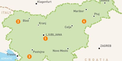 Mapa Słowenii regionów
